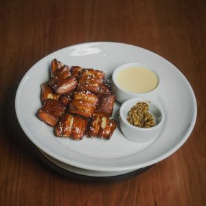 Flash Fried Pretzels, Served with House-Made Mustard & Fresh Queso